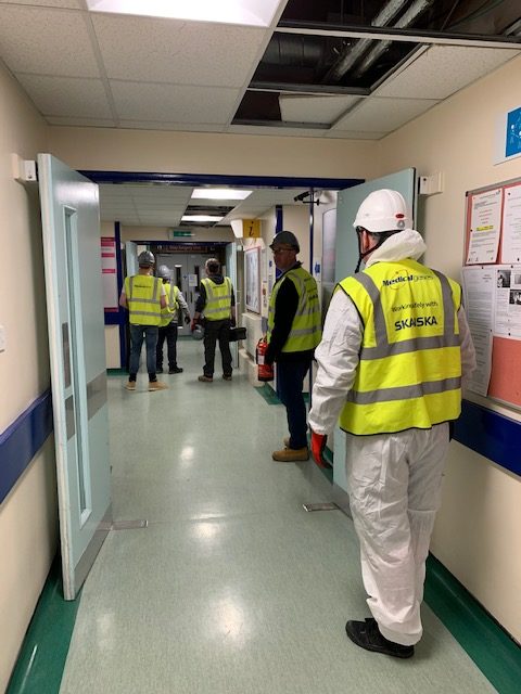 Epsom Hospital workers on site