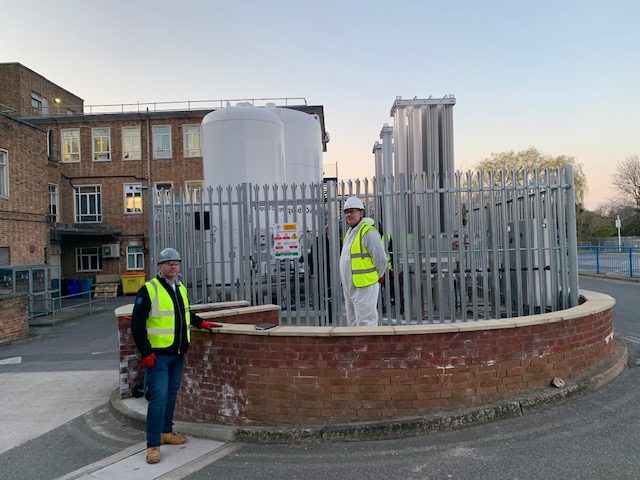 Epsom Hospital workers on site